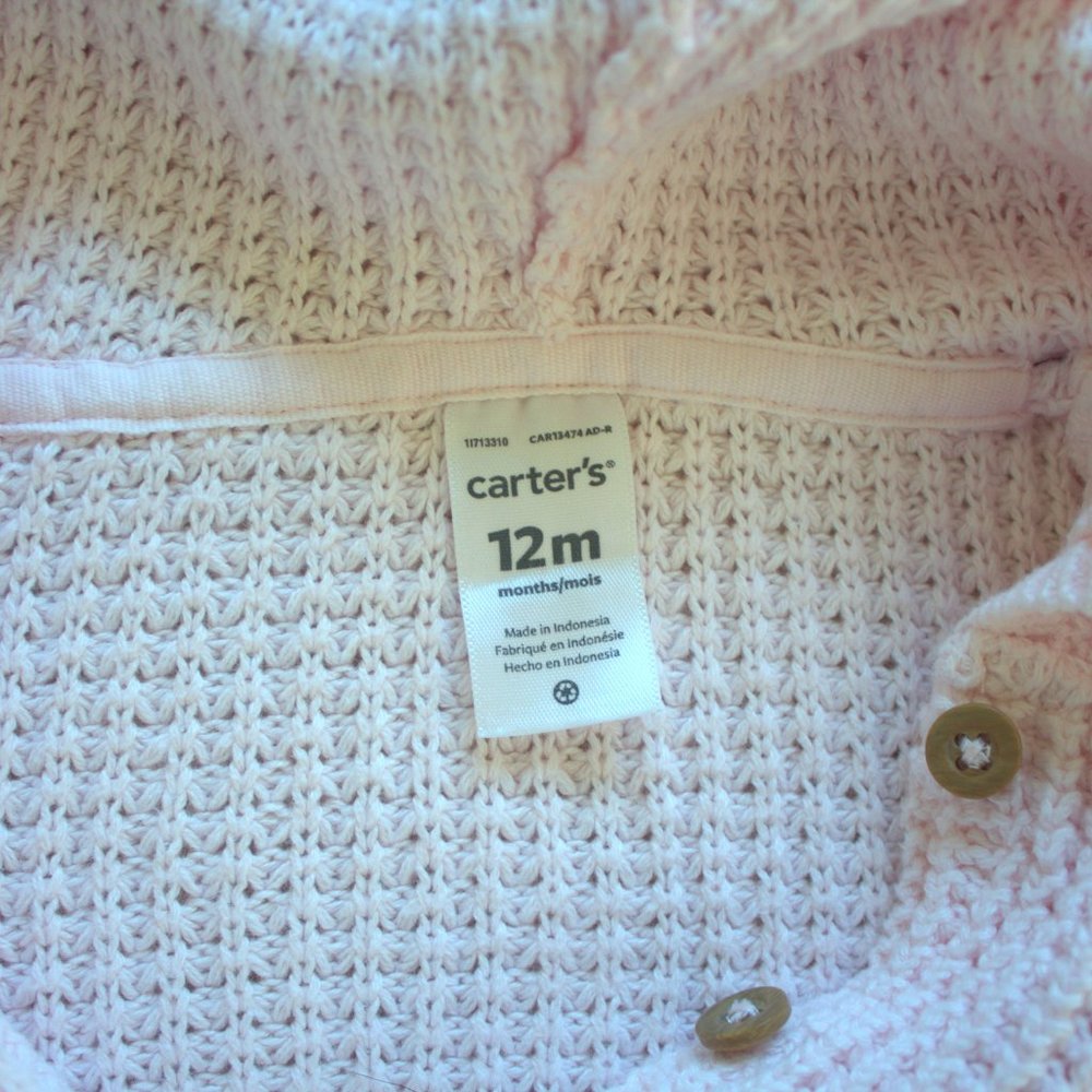 🚼 Carter's Pink Knitted Cardigan | Hooded Sweater - Picture 8 of 8